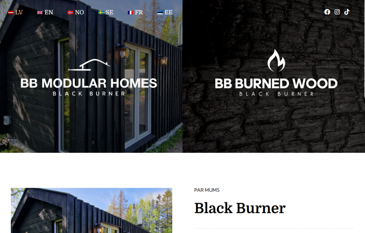 Black Burner – moduļu mājas, dedzinātie dēļi (internetveikals)