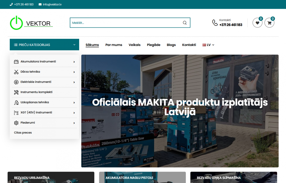 E-vektor – Makita elektriskie instrumenti un aksesuāri (internetveikals)