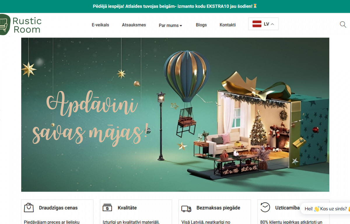 Rustic Room – mēbeļu tirdzniecības internetveikals